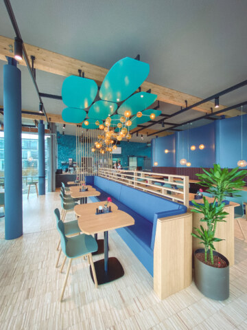 The colorful food lounge "The Bowl" near Munich.